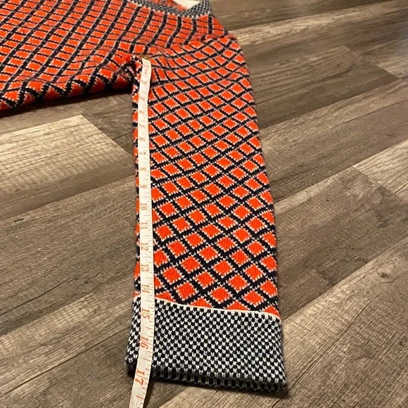 J. Crew Red and navy Geometric Crew Neck Sweater - Picture 8 of 10